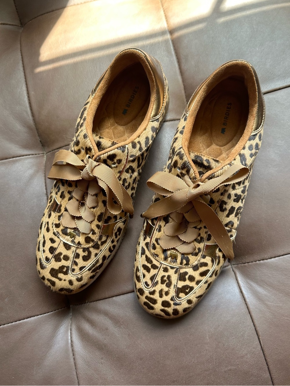 Birdies Leopard-Print Lace-Up Sneakers - Brown